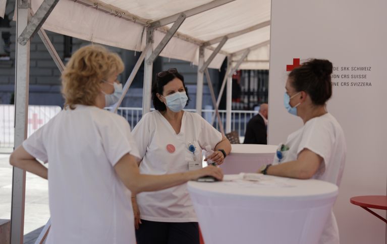 Impressionen Blutspendeaktion auf dem Bundesplatz am 10. Juni 2021